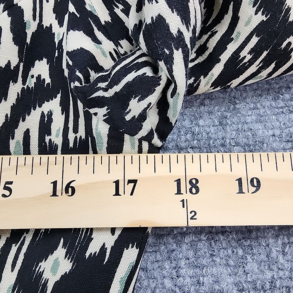Nanette Lepore Jacket Womens 4 Black White Tribal Linen Blend 3/4 Sleeve Gems - Picture 6 of 16